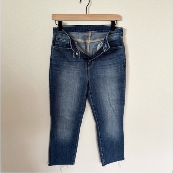 LAgence Designer Cropped Jeans Raw Hem High Rise High Waisted Denim Blue Size 28 - Picture 2 of 9